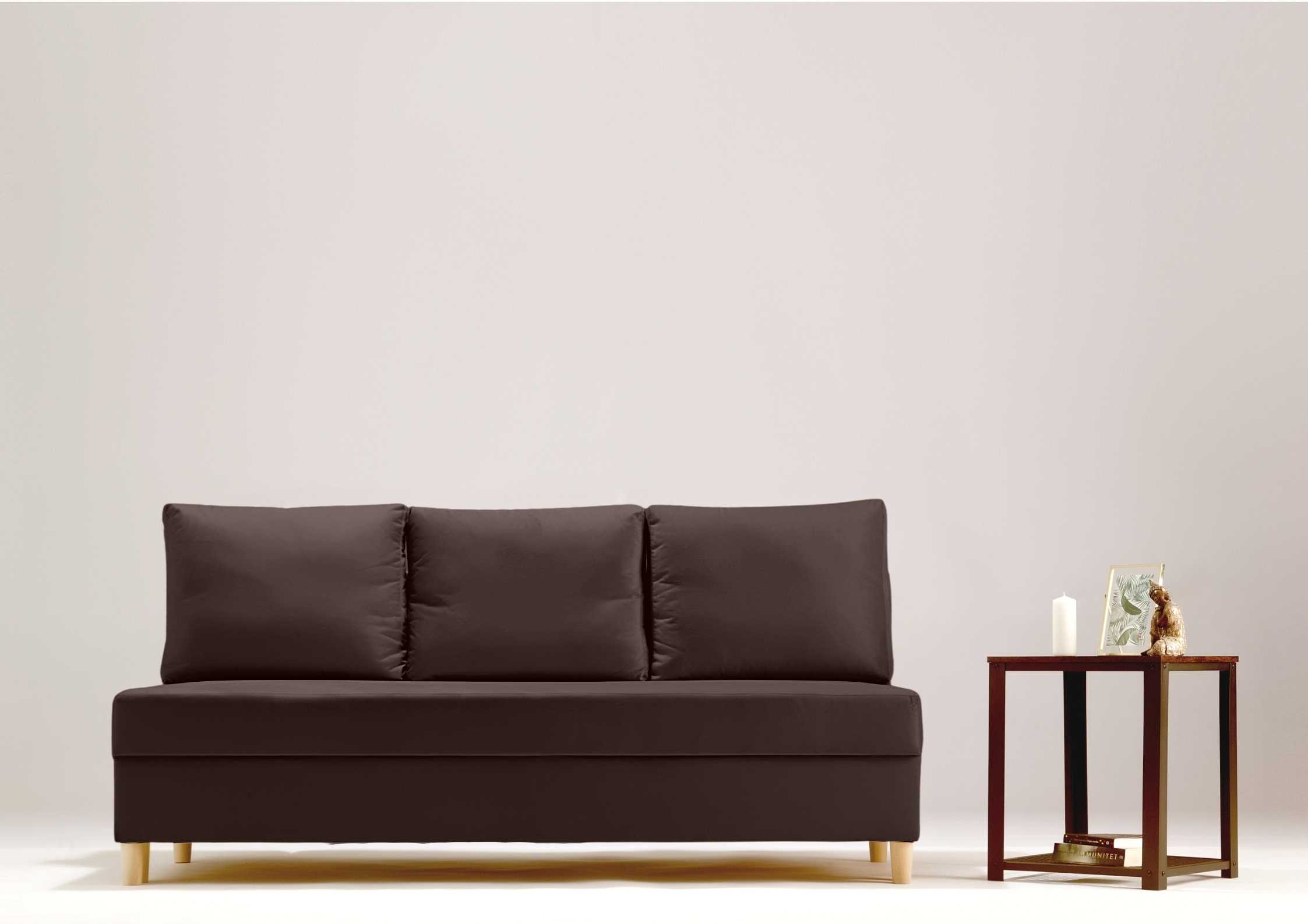 Skandynawska czekoladowa sofa rozkładana 190cm